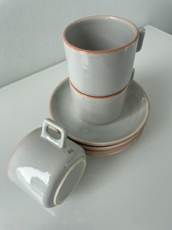 Image 1 of 4x tazas y platillos de diseño holandés Driehoek Huizen