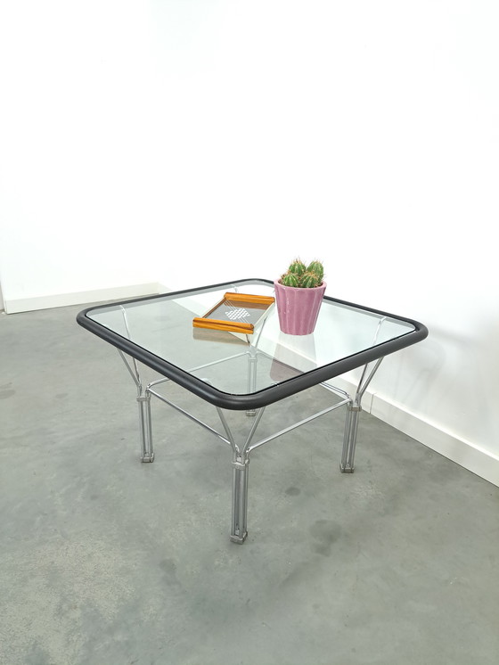 Image 1 of Tavolino da caffè in vetro anni '70 con base cromata