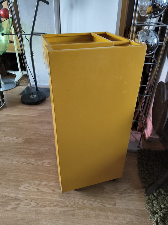 Image 1 of Rare Vintage Metal Bieffe Padova Architect's Trolley (1970s) – Bright Yellow with Key!