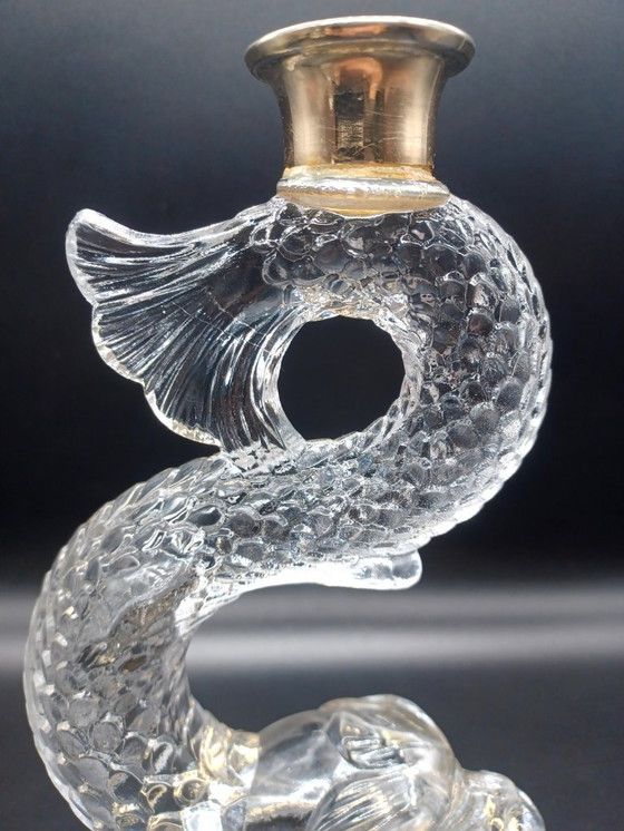 Image 1 of Magnificent Pair of Crystal Candelabra with Triton-Shaped Bases