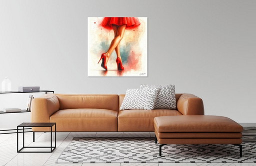 Sexy aquarel" Canvas Frame / Wanddecoratie (80 x 80 cm)