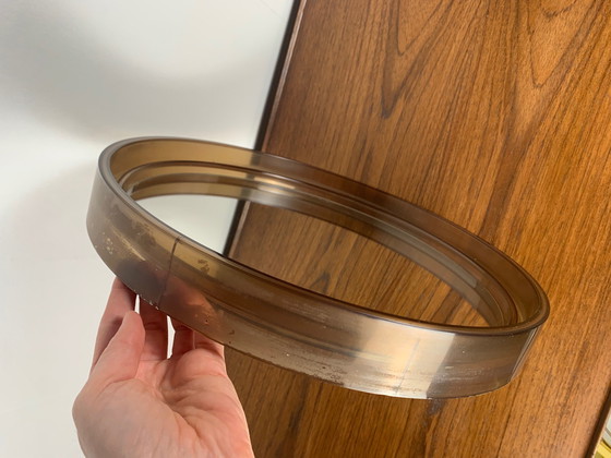 Image 1 of Ronde spiegel van gerookt plexiglas - GILAC n°1813 - Vintage 1970