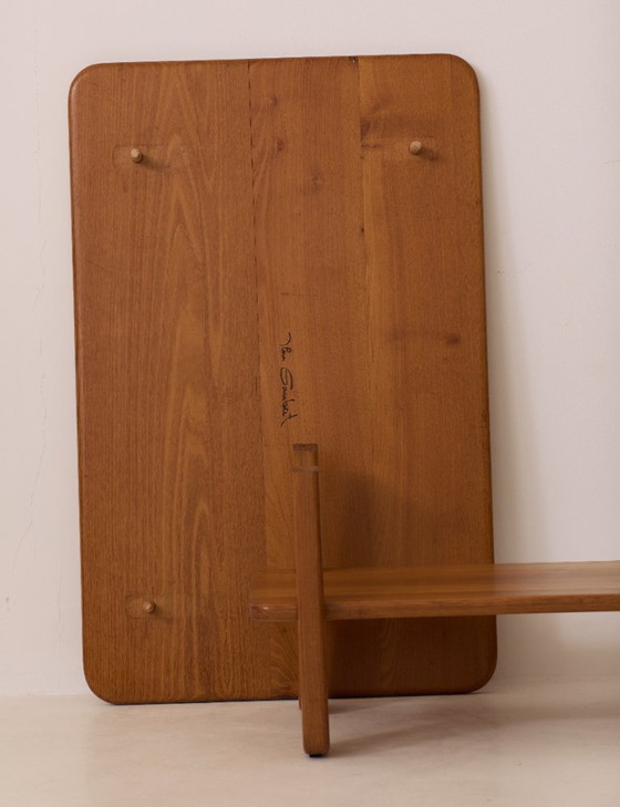 Image 1 of Salontafel van massief iepenhout van Alain Gaubert, vintage, circa 1980