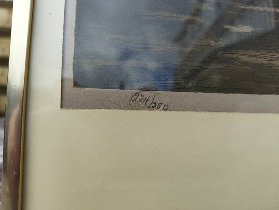 Colored Etching Alfred Van Neste – Atmospheric Cityscape (Framed) – Art, Glass, Metal (photo 2 of 10)