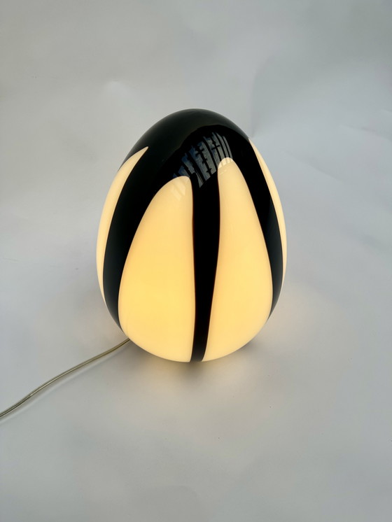 Image 1 of Iconic Ilu Holland Zebra Egg Table Lamp, Space Age Retro Lamp, Murano Glass