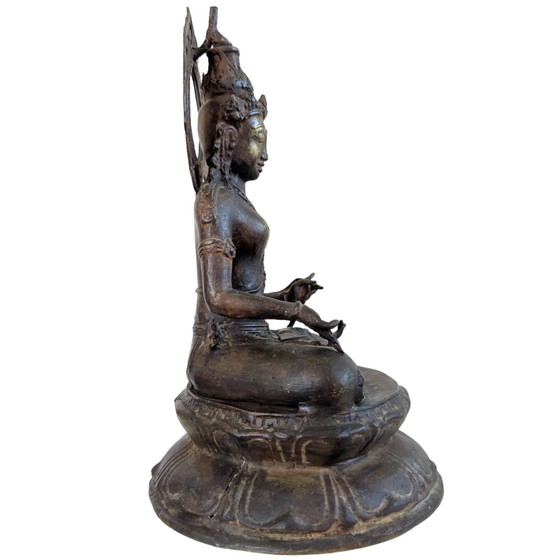 Statua in Bronzo Avalokiteshvara / Padmapani – Stile Giavanese-Buddhista – Sculture, Bronze (photo 3 of 8)