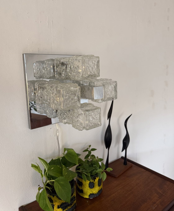Image 1 of Lampada da parete/soffitto vintage in cromo e vetro ghiaccio, Hillebrand '70