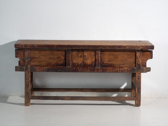 Antique console table in elm wood – China, circa 1900 – Brass (photo 28 of 40)