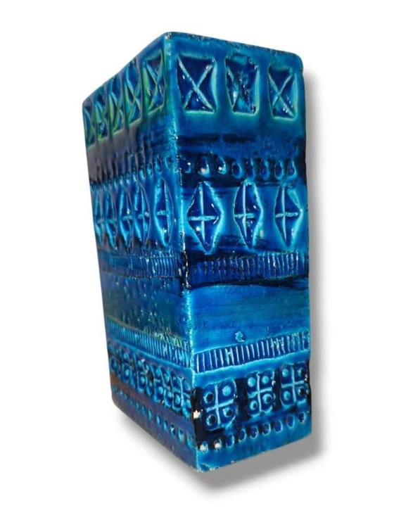 Image 1 of Bitossi Rimini Blu Rechteckvase | Aldo Londi Italian Mid-Century Art Pottery 1960s