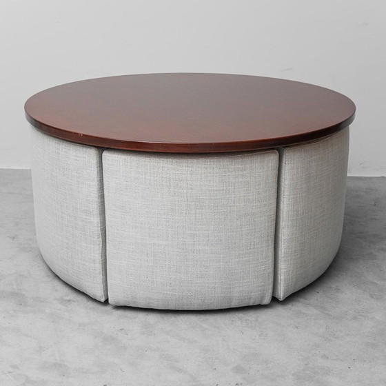 Image 1 of SET DA PRANZO VINTAGE ANNI '70 IN STILE MODERNO CON TAVOLO ROTONDO E 6 SEDIE