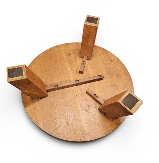 Brutalist oak coffee table / heavy weight 75 kg / 1960s – Coffee table books (photo 16 of 19)
