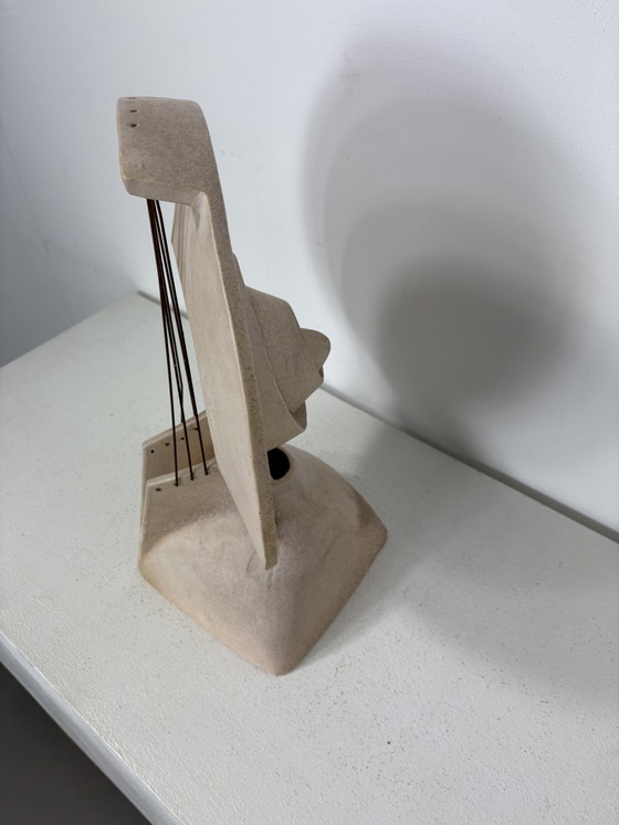 Image 1 of Large Brutalist Ceramic Sculpture with Circular Shapes Geometric Shape Woman ca. 1970