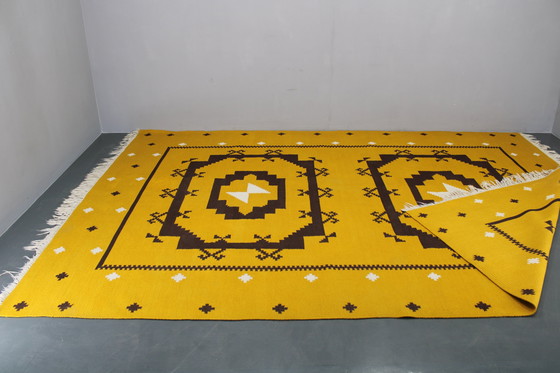 Image 1 of 1950er Jahre Großer Kilim-Wollteppich , Tschechoslowakei