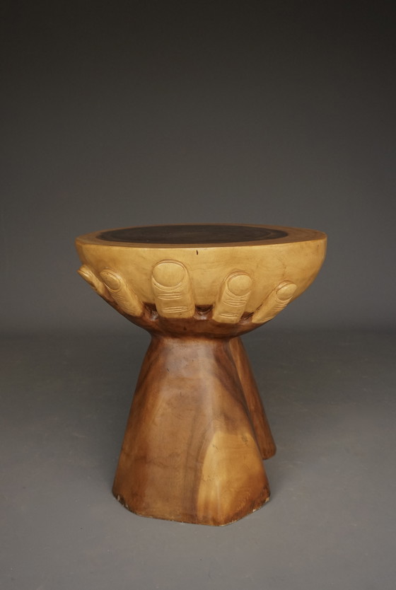 Image 1 of Table à mains vintage en bois massif, 1970