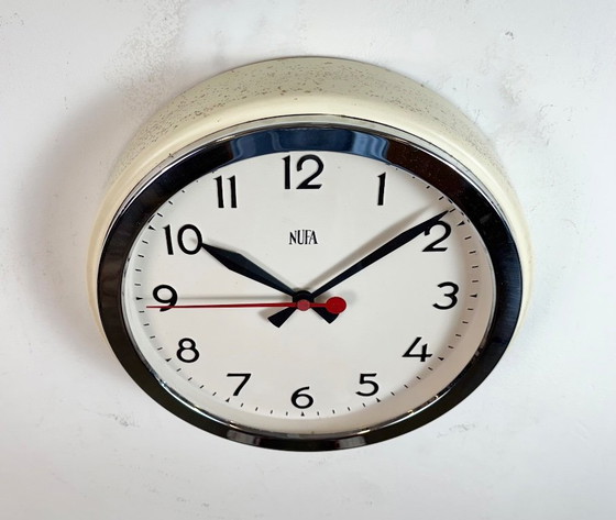Image 1 of Vintage Beige Industrial Wall Clock from NUFA, 1960s