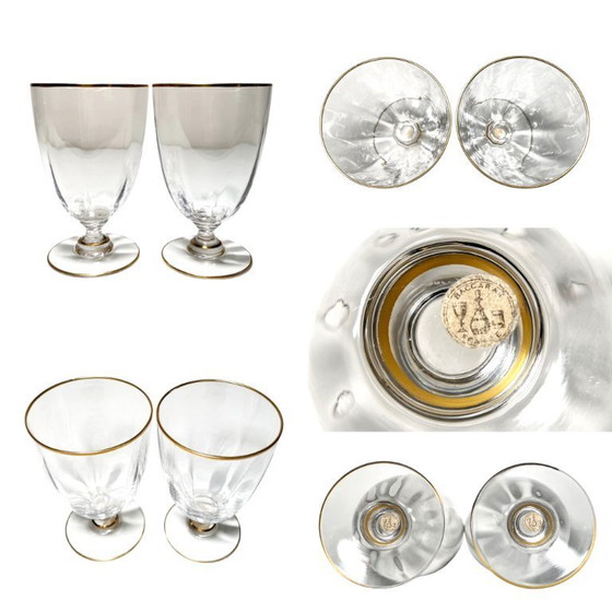 Image 1 of Baccarat kristallen drankenset - Vintage Franse vergulde kristallen karaf voor naast het bed