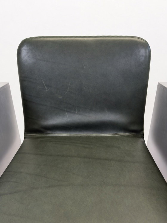 Set of 2 Flutz Cassina Chairs Michael Anastassiades Steel, Leather, Dining chairs, Green (photo 5 of 13)