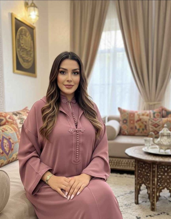 Image 1 of Haute Couture marokkanische Djellaba – handgefertigtes Randa & Aakad Finish