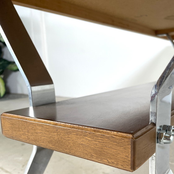 Image 1 of Tavolino vintage con piano in rame e gambe cromate