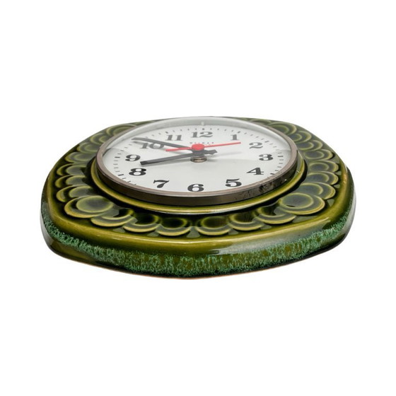Image 1 of Grüne Keramik-Wanduhr, Weimar, Deutschland (DDR) – 1970er Jahre