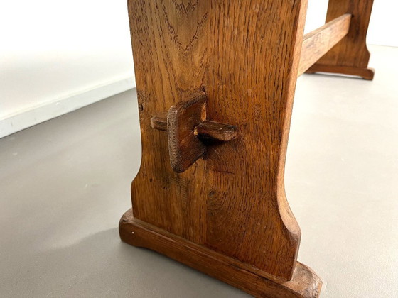 Image 1 of Solid oak Brutalism bench, France 1960s