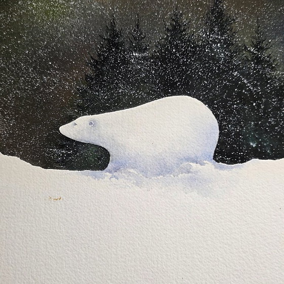 Image 1 of Olivier Dunrea gouache It's Snowing Page 1, from 2000