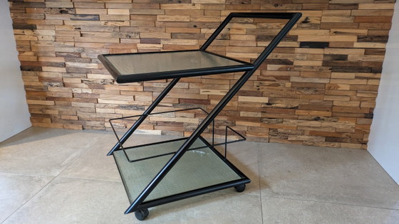 Harvink set, Z lounge tables with serving trolley, Side tables, Glass, Metal, Black (photo 7 of 18)
