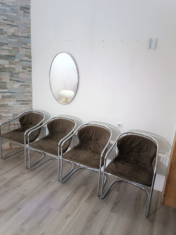 Cantileverstoelen van Gastone Rinaldi voor Rima, jaren 70. – Eetkamerstoelen, Metal (photo 4 of 14)