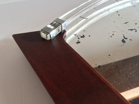 Image 1 of Specchio Art Déco e vassoio in legno Francia