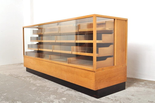 Vintage Winkelvitrine / toonbank in eikenhout, 1930s