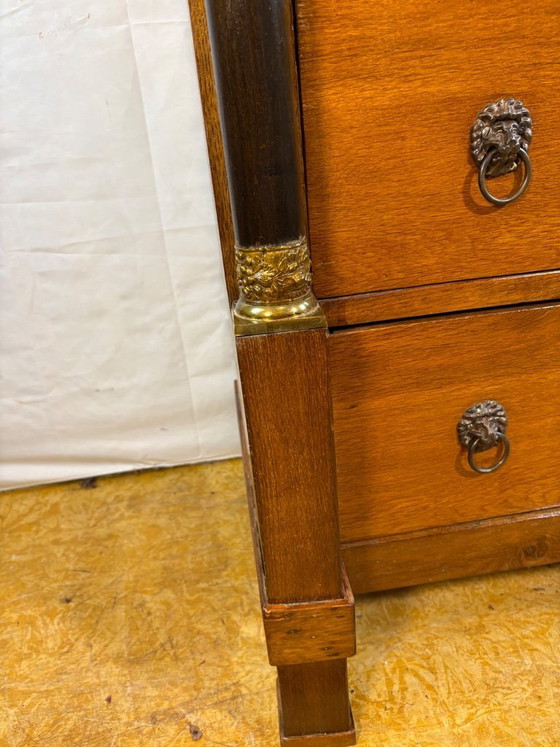 Image 1 of Antique Dutch Oak Empire Chiffonier Chest of Drawers ca1820  A striking and elegant antique Dutch Empire chiffonier chest of dra