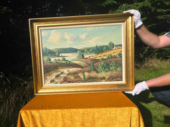 Dipinto a olio vintage di Corell – Paesaggio di metà secolo – Dipinti e disegni, Tela (photo 2 of 11)