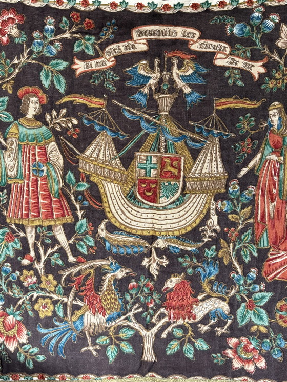Image 1 of Antique looped tapestry "Barques des Amours"