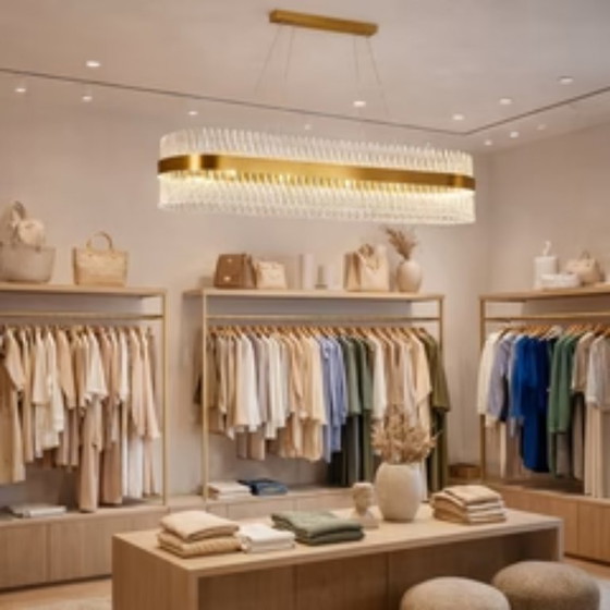 Image 1 of Oval chandelier in crystal glass with a modern contemporary design