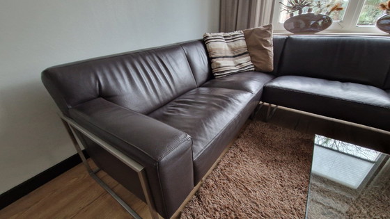Image 1 of Leolux Ledersitzgruppe – Ecksofa, Hocker, Couchtisch, Teppich