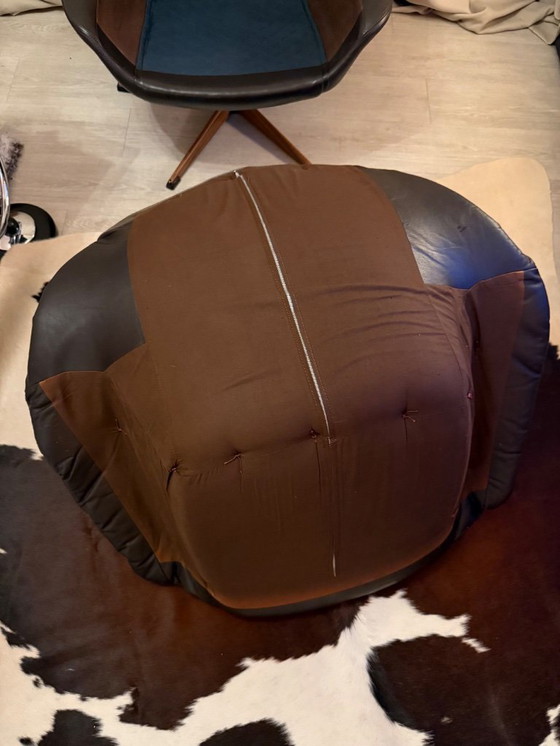 Image 1 of H.W. Klein para Bramin – Sillón con reposapiés – Piel auténtica – Años 60 – Excelente estado