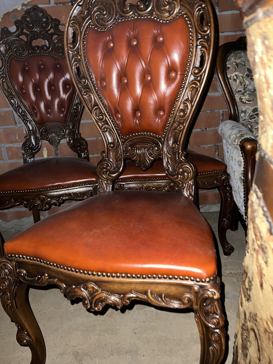 Image 1 of 4 barok eetkamer stoelen leder