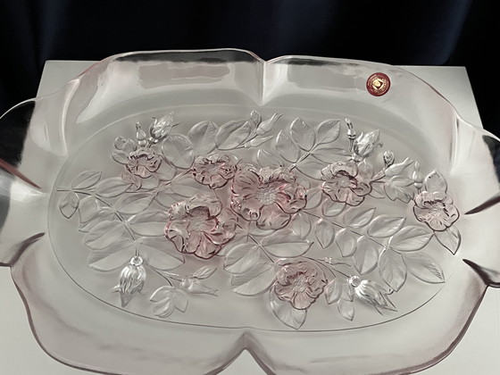 Image 1 of Set di piatti da portata vintage Walther Glass anni '70 Mikasa rosa (Rosella) kristal glas