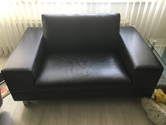 Image 1 of Leolux Loveseat, Zwart Leer, Antipode