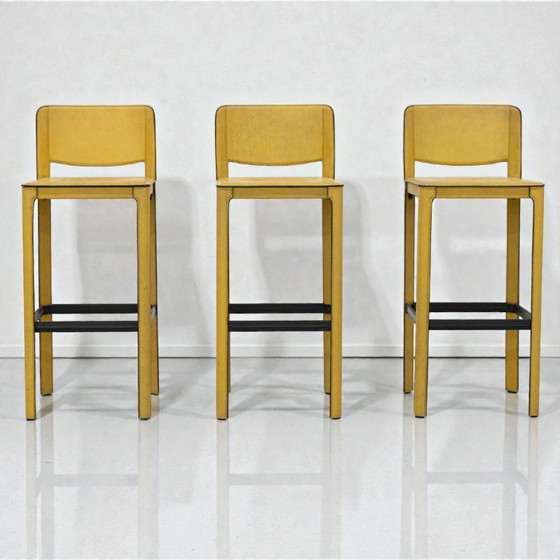 Image 1 of Sgabelli da bar in pelle di Tito Agnoli per Matteo Grassi