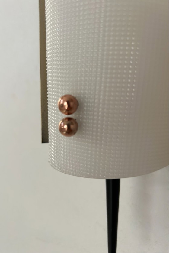 Image 1 of Vintage Jaques Biny wandlamp, zwart messing en perpex, Frankrijk 1960