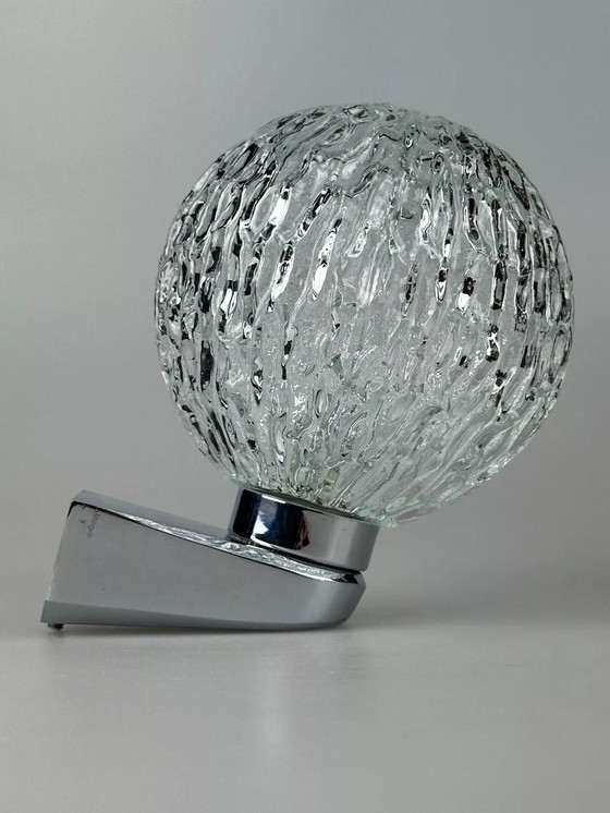Image 1 of Lampe murale des années 60 70 Lampe boule métal chrome & verre Space Age Design