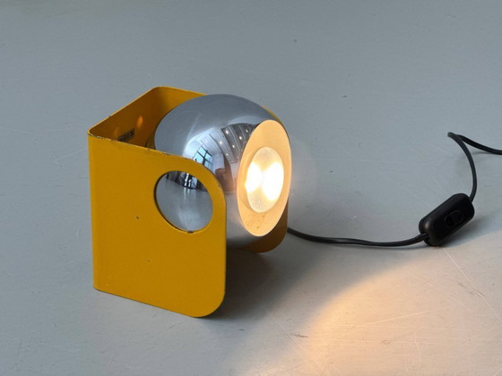 Image 1 of Set di 2 lampade a globo in stile Space Age, color ocra e cromo, anni '70.