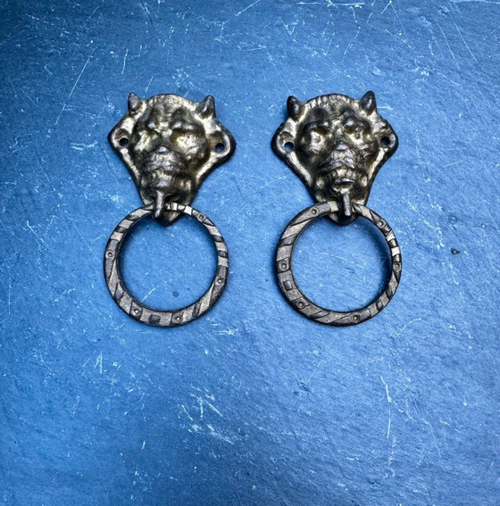 Coppia di maniglie per cassetti in bronzo diavolo Art Nouveau – Oggetti decorativi, Bronze, Renaissance (photo 5 of 5)