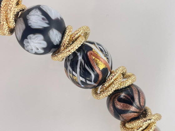 Image 1 of Murano glazen halsketting met 24-karaats bladgoud – Murrine – Aventurijn