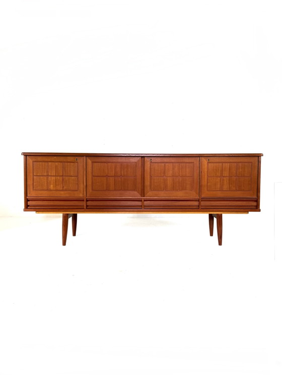Image 1 of Vintage graphic teak sideboard, Nordas Stool ‘60