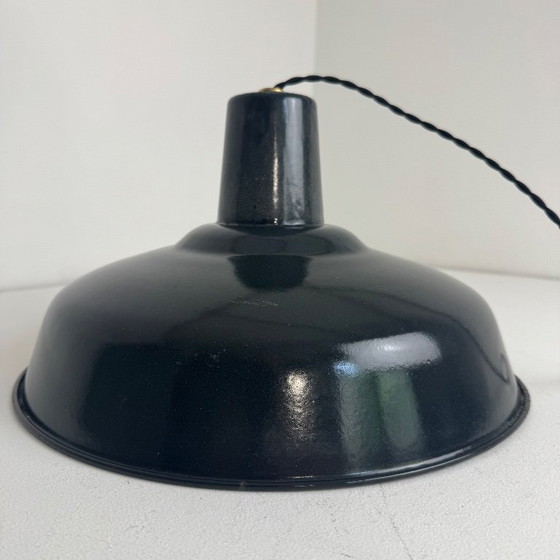 Image 1 of ANCIENNE SUSPENSION D’ATELIER EMAILLEE 36 CM INDUSTRIEL 