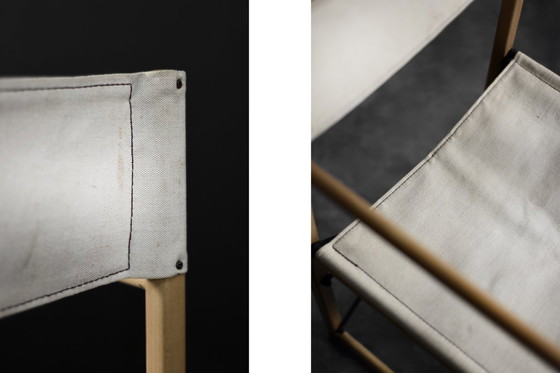 Image 1 of Sedie da regista Safari in faggio e tela, vintage, metà secolo, scandinavo moderno, anni '60, set di 2