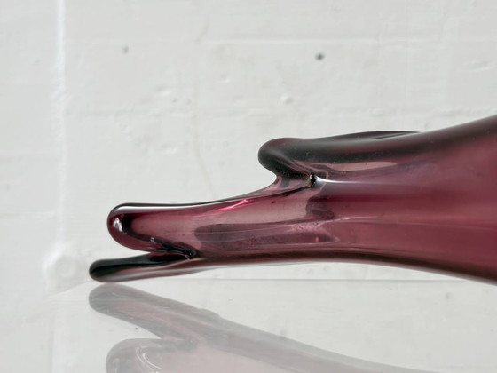 Image 1 of Vase expressif en verre de Murano violet, années 1950