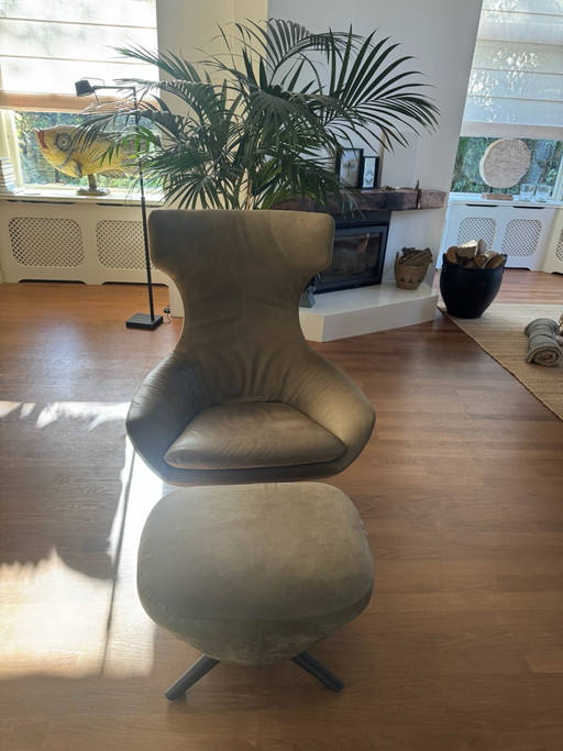 Leolux Caruzzo Drehsessel plus Leder mit Hocker